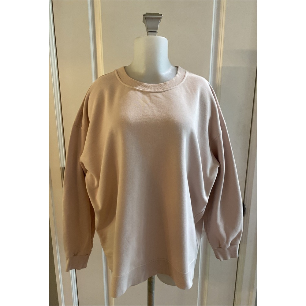 Lululemon Women's Crew Neck Sweatshirt Logo Pale Pink Blush Size L/XL Pullover